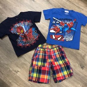 Boys SPIDER-MAN T-shirts and Shorts Lot, Size 6/7